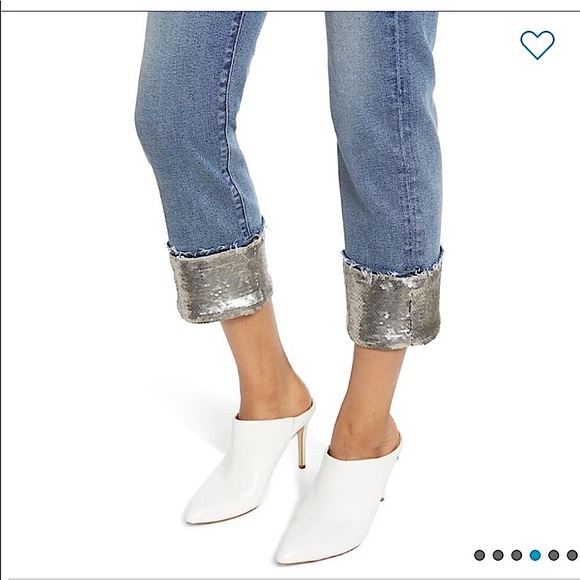 7 For All Mankind Sequined Cuff Boyfriend Jeans - Picture 4 of 10